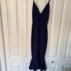 Chic Strapless Navy Dress